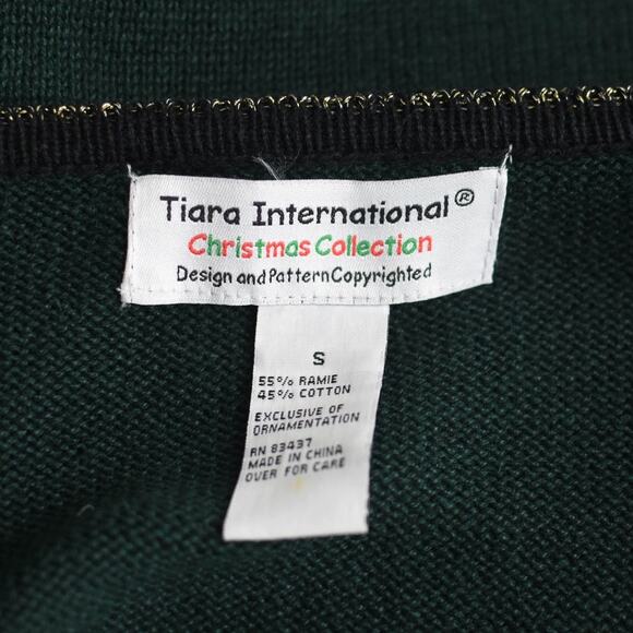 Ugly Christmas Dark Green Floral Poinsettias Cardigan Women's Small - Picture 10 of 10